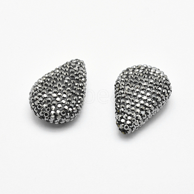 Handmade Polymer Clay Rhinestone Beads RB-L030-34A-1