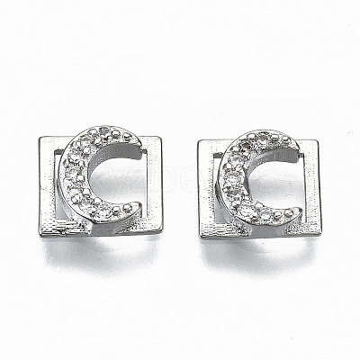 Brass Micro Pave Clear Cubic Zirconia Cabochons KK-S061-50P-NR-1