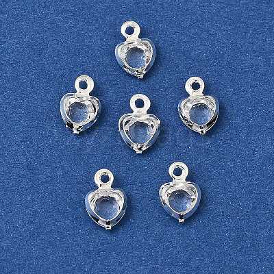 Heart Brass Glass Charms KK-S385-01S-07-1