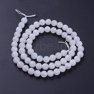 Natural Rainbow Moonstone Bead Strands G-G970-37-6mm-1