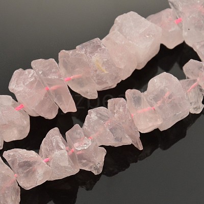 Natural Rose Quartz Nuggets Bead Strands G-A139-B10-1