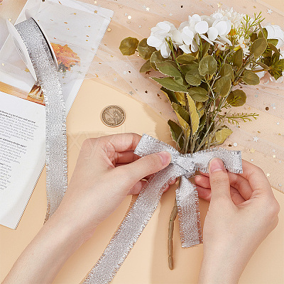 10 Yards Polyester Ribbons with Fringe Edge OCOR-WH0070-120A-1