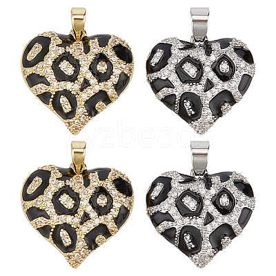 4Pcs 2 Colors Brass Micro Pave Cubic Zirconia Pendants KK-ME0004-69-1