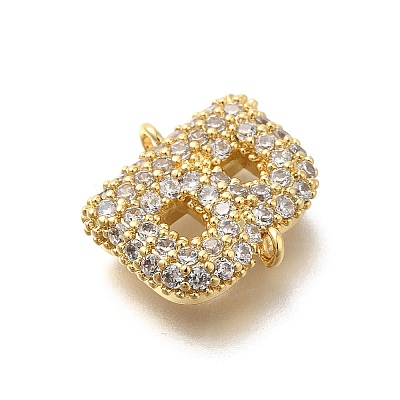 Brass Micro Pave Cubic Zirconia Letter Links KK-I717-04B-1