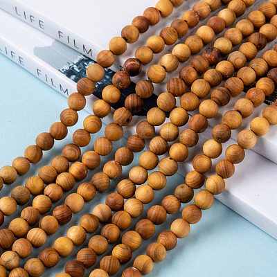 Natural Wood Beads Strand WOOD-F006-01-6mm-1