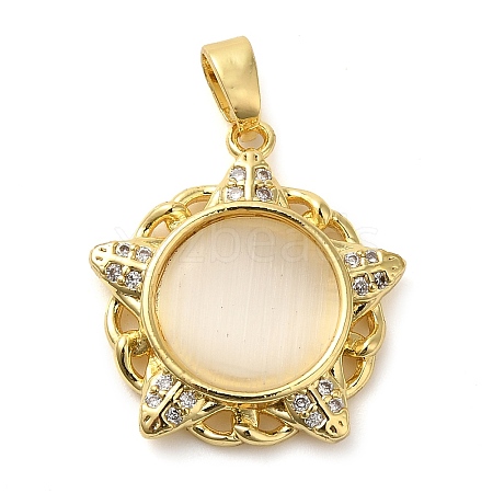 Brass Micro Pave Cubic  Pendants KK-M099-07G-1