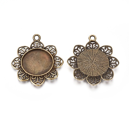 Tibetan Style Alloy Pendant Cabochon Settings TIBE-T003-03AB-NR-1