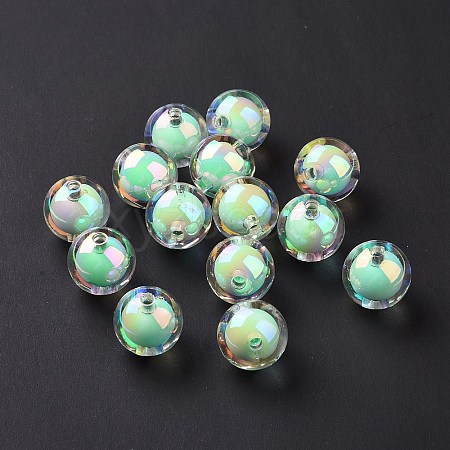 UV Plating Rainbow Iridescent Acrylic Beads OACR-P014-05C-1