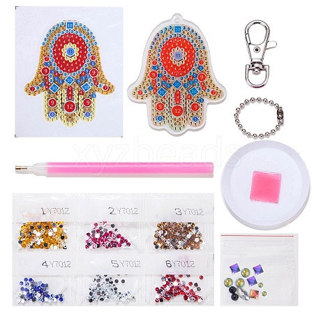 DIY Diamond Painting Keychain Kits DIAM-PW0010-70O-1