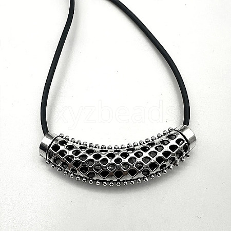 Hollow Curved Bar Zinc Alloy Pendant Necklace with Cords PR7469-1