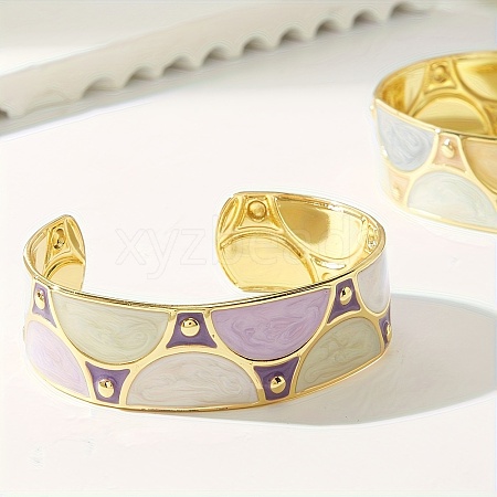 Vintage Elegant 201 Stainless Steel Enamel Open Ladies Cuff Bangles for Parties CX4630-1-1