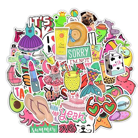 50Pcs PVC Self-Adhesive Cartoon Stickers WG86693-12-1