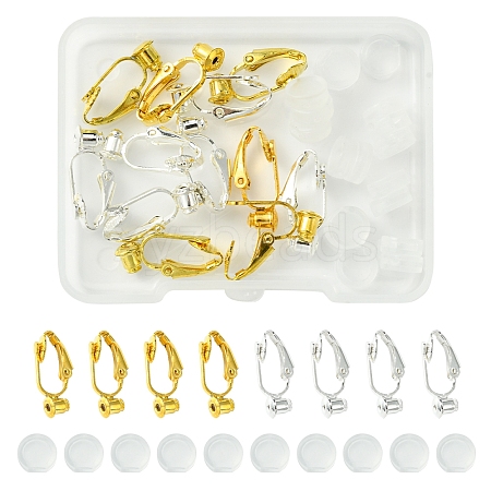 12Pcs 2 Color Brass Clip-on Earring Converters Findings KK-FS0001-31-1