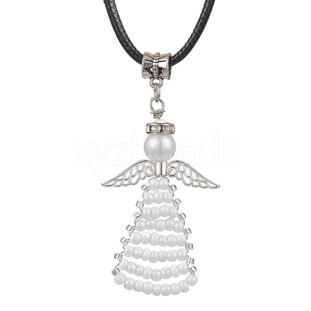 Seed Beads Loom Angel Pendant Necklaces NJEW-MZ00061-02-1