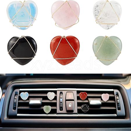 6Pcs Heart Gemstone Car Air Vent Clips AJEW-PH00496-05-1