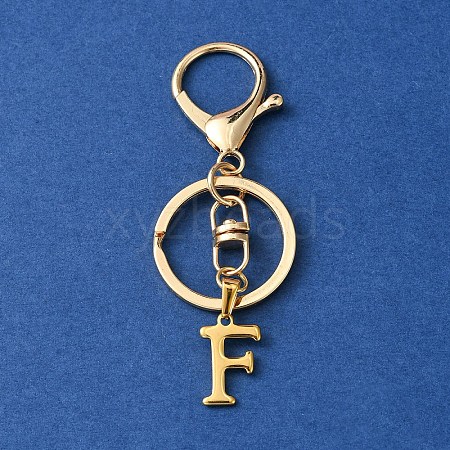 304 Stainless Steel Initial Letter Charm Keychains KEYC-YW00005-06-1