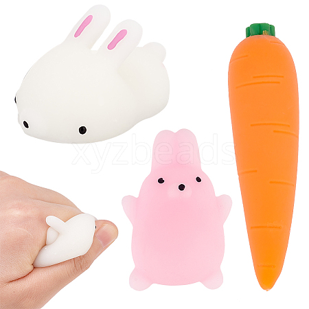 Olycraft 3Pcs 3 Style Rabbit & Carrot Fidget Toy AJEW-OC0003-93-1