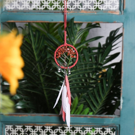 Woven Net/Web with Feather Hanging Ornaments PW-WG2EEA4-06-1