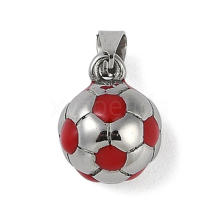 Trendy Necklace Findings 304 Stainless Steel FootBall/Soccer Ball Pendants STAS-L012-B01P-04-1