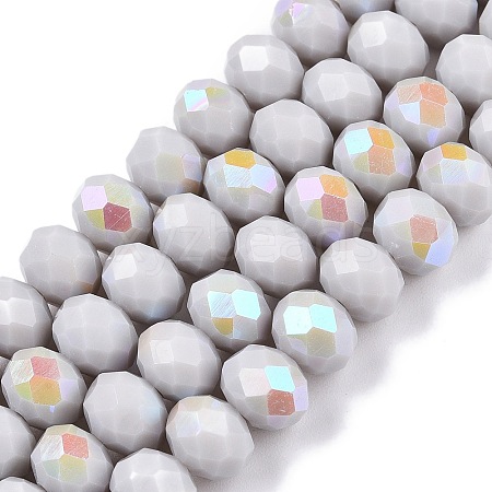 Electroplate Opaque Solid Color Glass Beads Strands EGLA-A044-P8mm-L19-1