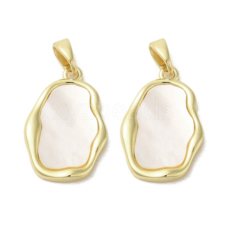 Brass Pave Shell Pendants KK-I708-13A-G-1