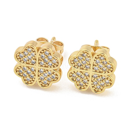 Brass Micro Pave Cubic Zirconia Ear Studs EJEW-P261-20G-1