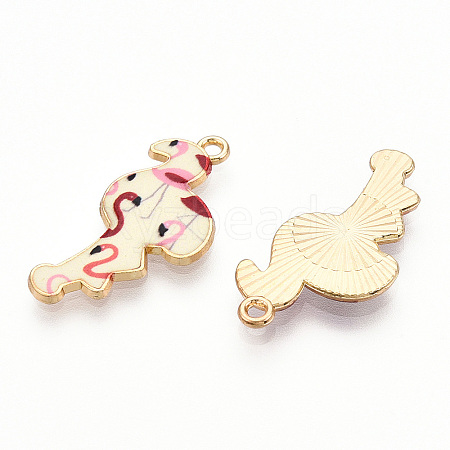 Printed Light Gold Tone Alloy Pendants ENAM-N056-210J-1