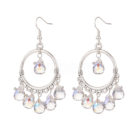 Glass Teardrop Chandelier Earrings EJEW-TA00116-1