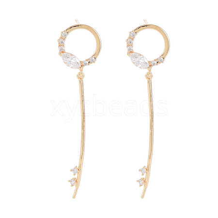 Brass Micro Pave Clear Cubic Zirconia Stud Earring Findings KK-S364-046-1