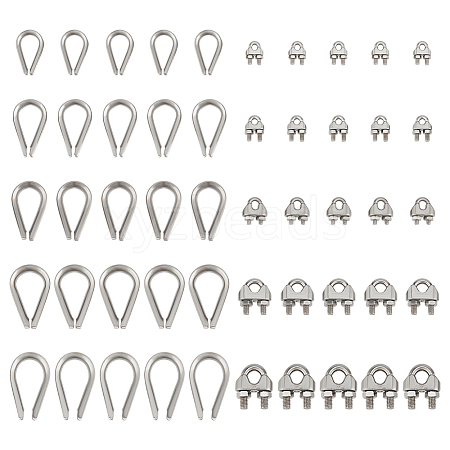 25Pcs 5 Styles 304 Stainless Steel Wire Rope Cable Clip Clamp STAS-PH0007-68-1