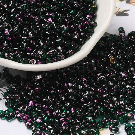 Spray Painted Glass Seed Beads SEED-F005-10A-04-1