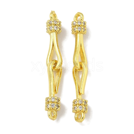 Brass Micro Pave Clear Cubic Zirconia Hook and S-Hook Clasps KK-P284-11G-1