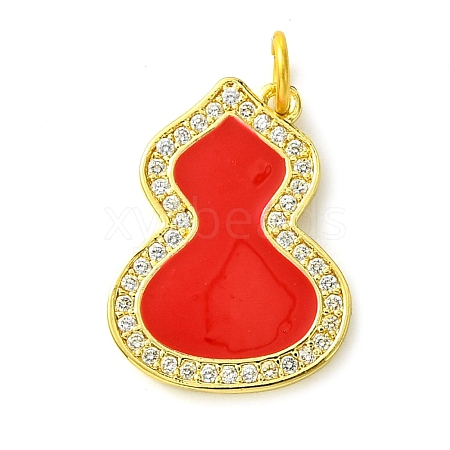 Rack Plating Brass Micro Pave Clear Cubic Zirconia Pendants KK-G501-14G-01-1