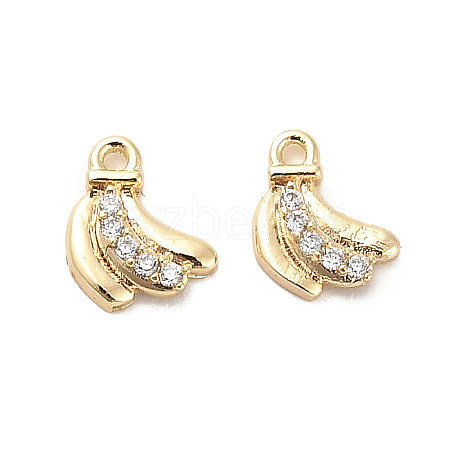 Brass Micro Pave Clear Cubic Zirconia Charms KK-C054-12G-1
