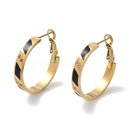 304 Stainless Steel Rhinestone Hoop Earrings for Women EJEW-L283-051G-01-1