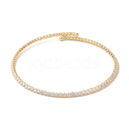 Rack Plating Brass Cubic Zirconia Elasticity Necklaces NJEW-S425-01G-1