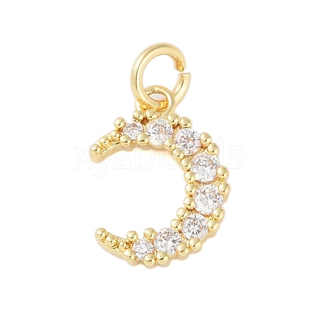 Rack Plating Brass Micro Pave Clear Cubic Zirconia Charms KK-Z060-09G-02-1