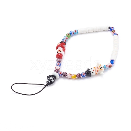 Handmade Lampwork Beaded Mobile Straps for Christmas HJEW-JM00446-05-1