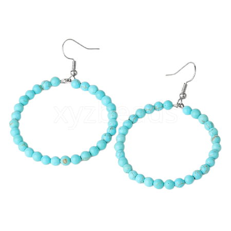 Fashionable Natural Turquoise Hoop Earrings for Women KJ9273-2-1