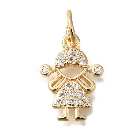 Brass Micro Pave Cubic Zirconia Pendants KK-Q001-17G-1