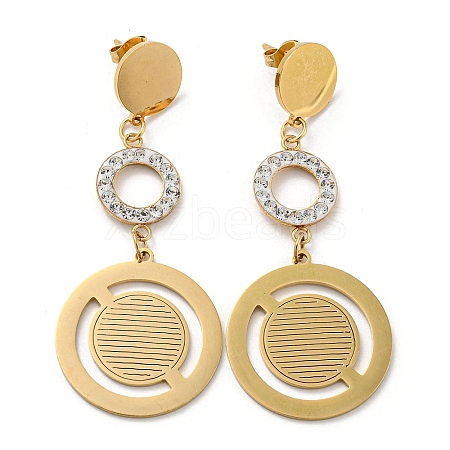 Vacuum Plating Golden 304 Stainless Steel Geometry Dangle Stud Earrings EJEW-D083-10A-G-1