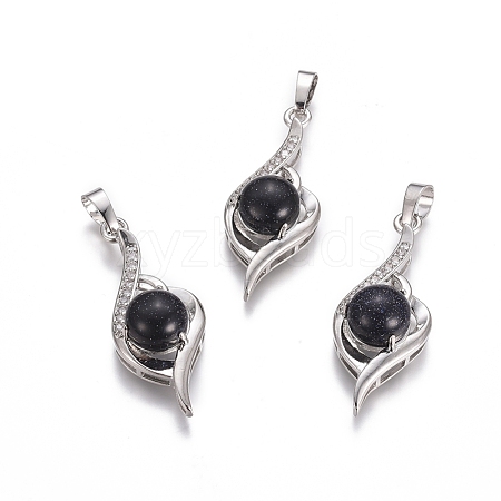 Synthetic Blue Goldstone Pendants G-L512-G05-1