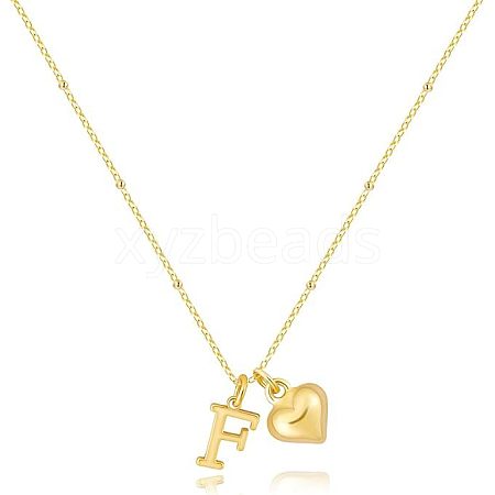 Brass Initial and Heart Pendant Necklaces for Women FS-WG01F32-06-1