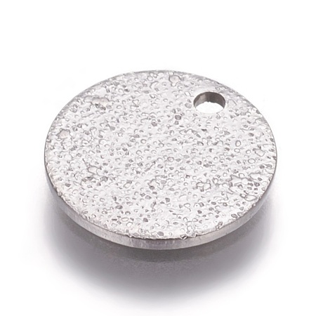 Tarnish Resistant 304 Stainless Steel Textured Pendants STAS-I098-01-10mm-P-1