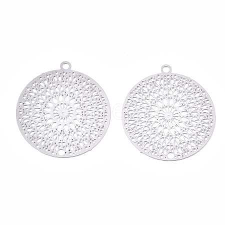 Non-Tarnish 201 Stainless Steel Filigree Pendants X-STAS-R102-12P-1