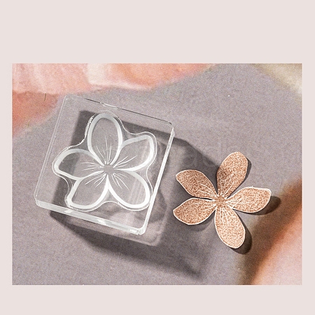 5-Petal Flower Silicone Clear Stamps with Acrylic Blocks DIY-G121-07A-1