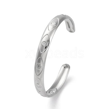 304 Stainless Steel Cuff Bnagles for Women BJEW-G729-03P-1