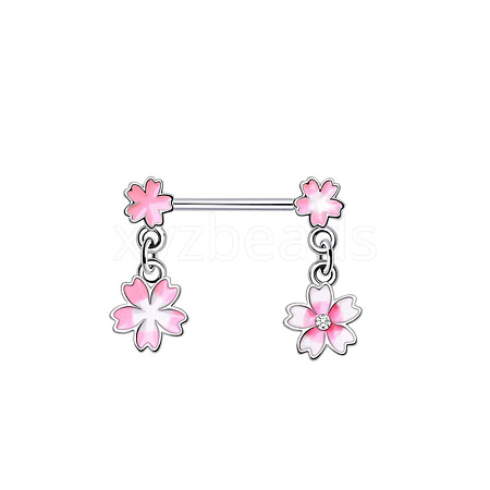 316L Surgical Stainless Steel Pink Enamel Nipple Rings WG189E0-09-1