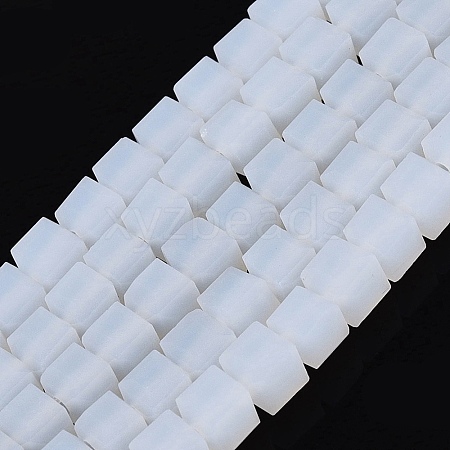 Frosted Imitation Jade Glass Beads Strands GLAA-N072-01A-C01-1