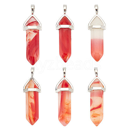 6Pcs   Glass Pointed Pendants G-PH0001-55-1